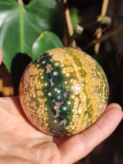 XXL 8 Brins de Jaspe Océan Orbiculé Jaune - Sphère de Pierre Précieuse Naturelle, Pierre de Guérison, Décoration, Cristal, Cadeau, Lui, Elle, Homme, Femme, Maison, Habitat, Énergie, Rare