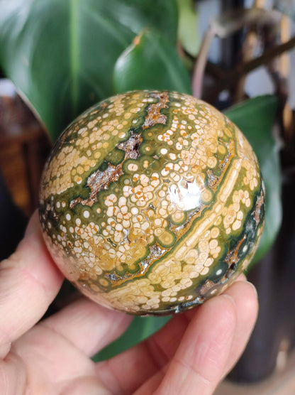 XXL 8 Brins de Jaspe Océan Orbiculé Jaune - Sphère de Pierre Précieuse Naturelle, Pierre de Guérison, Décoration, Cristal, Cadeau, Lui, Elle, Homme, Femme, Maison, Habitat, Énergie, Rare