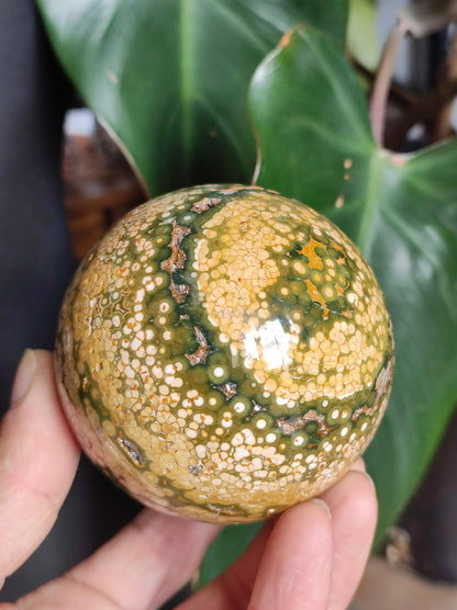 XXL 8 Brins de Jaspe Océan Orbiculé Jaune - Sphère de Pierre Précieuse Naturelle, Pierre de Guérison, Décoration, Cristal, Cadeau, Lui, Elle, Homme, Femme, Maison, Habitat, Énergie, Rare