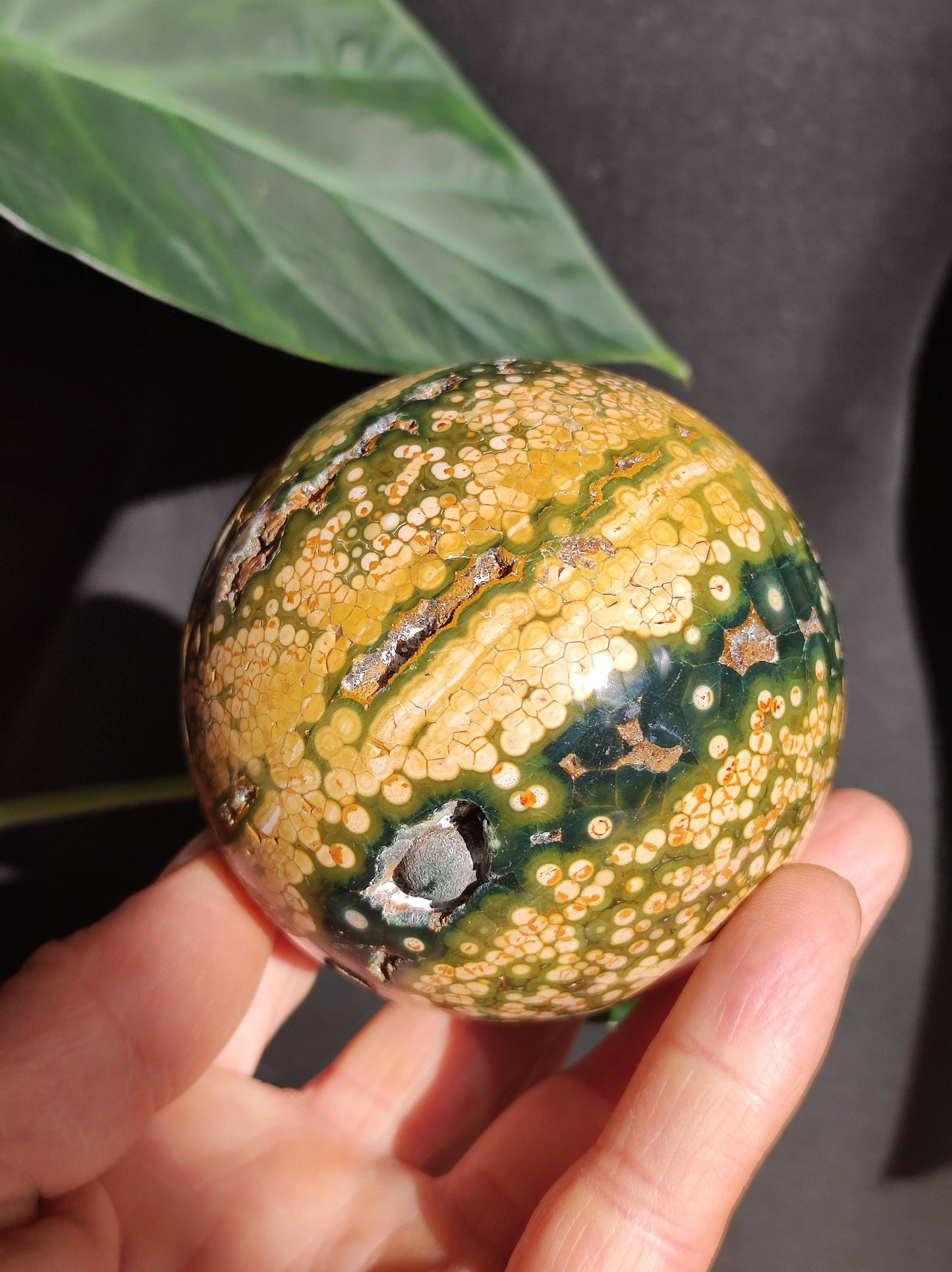 XXL 8 Brins de Jaspe Océan Orbiculé Jaune - Sphère de Pierre Précieuse Naturelle, Pierre de Guérison, Décoration, Cristal, Cadeau, Lui, Elle, Homme, Femme, Maison, Habitat, Énergie, Rare
