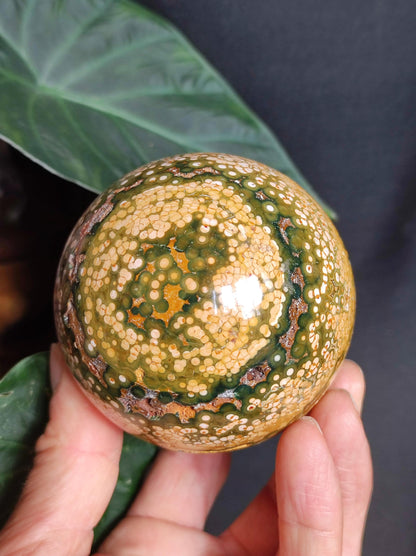 XXL 8 Brins de Jaspe Océan Orbiculé Jaune - Sphère de Pierre Précieuse Naturelle, Pierre de Guérison, Décoration, Cristal, Cadeau, Lui, Elle, Homme, Femme, Maison, Habitat, Énergie, Rare