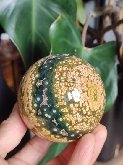 XXL 8 Brins de Jaspe Océan Orbiculé Jaune - Sphère de Pierre Précieuse Naturelle, Pierre de Guérison, Décoration, Cristal, Cadeau, Lui, Elle, Homme, Femme, Maison, Habitat, Énergie, Rare