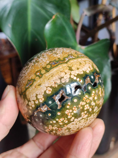 XXL 8 Brins de Jaspe Océan Orbiculé Jaune - Sphère de Pierre Précieuse Naturelle, Pierre de Guérison, Décoration, Cristal, Cadeau, Lui, Elle, Homme, Femme, Maison, Habitat, Énergie, Rare