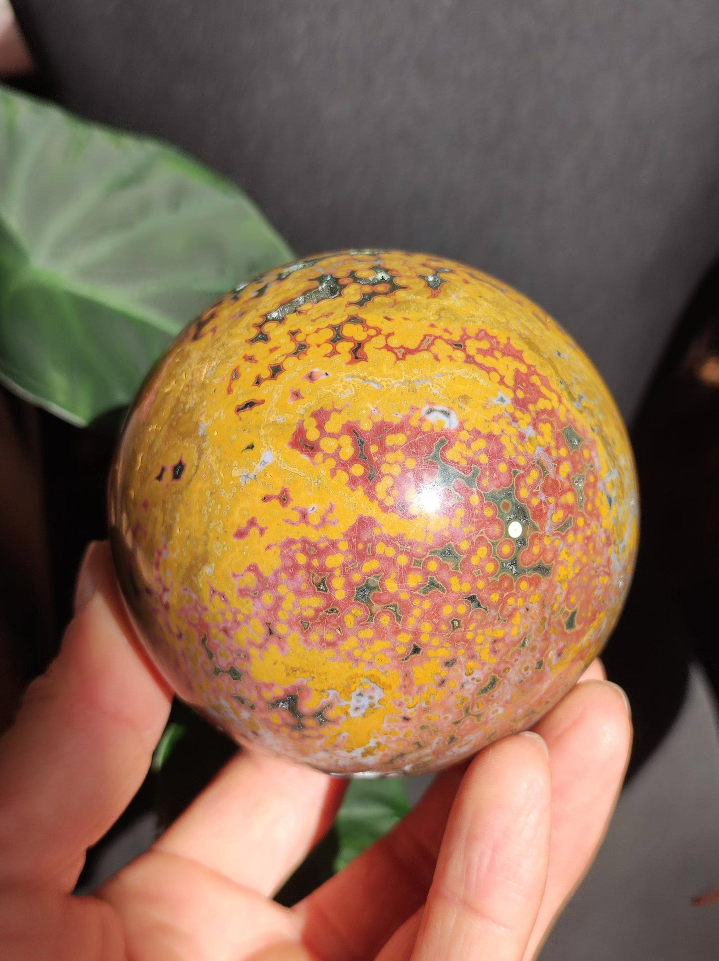 XXL 8 Brins de Jaspe Océan Orbiculé Jaune - Sphère de Pierre Précieuse Naturelle, Pierre de Guérison, Décoration, Cristal, Cadeau, Lui, Elle, Homme, Femme, Maison, Habitat, Énergie, Rare