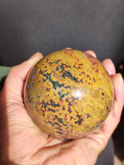 XXL 8 Brins de Jaspe Océan Orbiculé Jaune - Sphère de Pierre Précieuse Naturelle, Pierre de Guérison, Décoration, Cristal, Cadeau, Lui, Elle, Homme, Femme, Maison, Habitat, Énergie, Rare