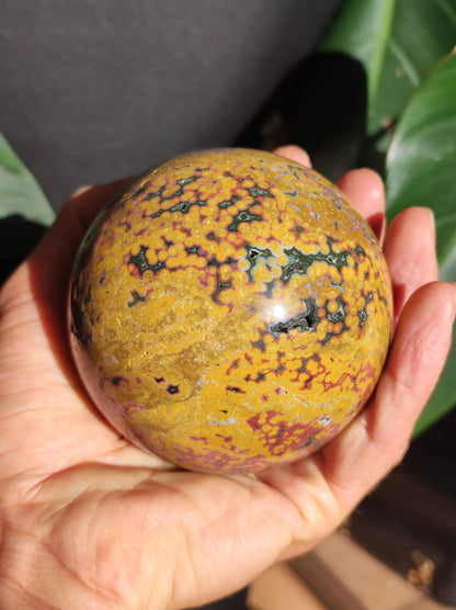 XXL 8 Brins de Jaspe Océan Orbiculé Jaune - Sphère de Pierre Précieuse Naturelle, Pierre de Guérison, Décoration, Cristal, Cadeau, Lui, Elle, Homme, Femme, Maison, Habitat, Énergie, Rare
