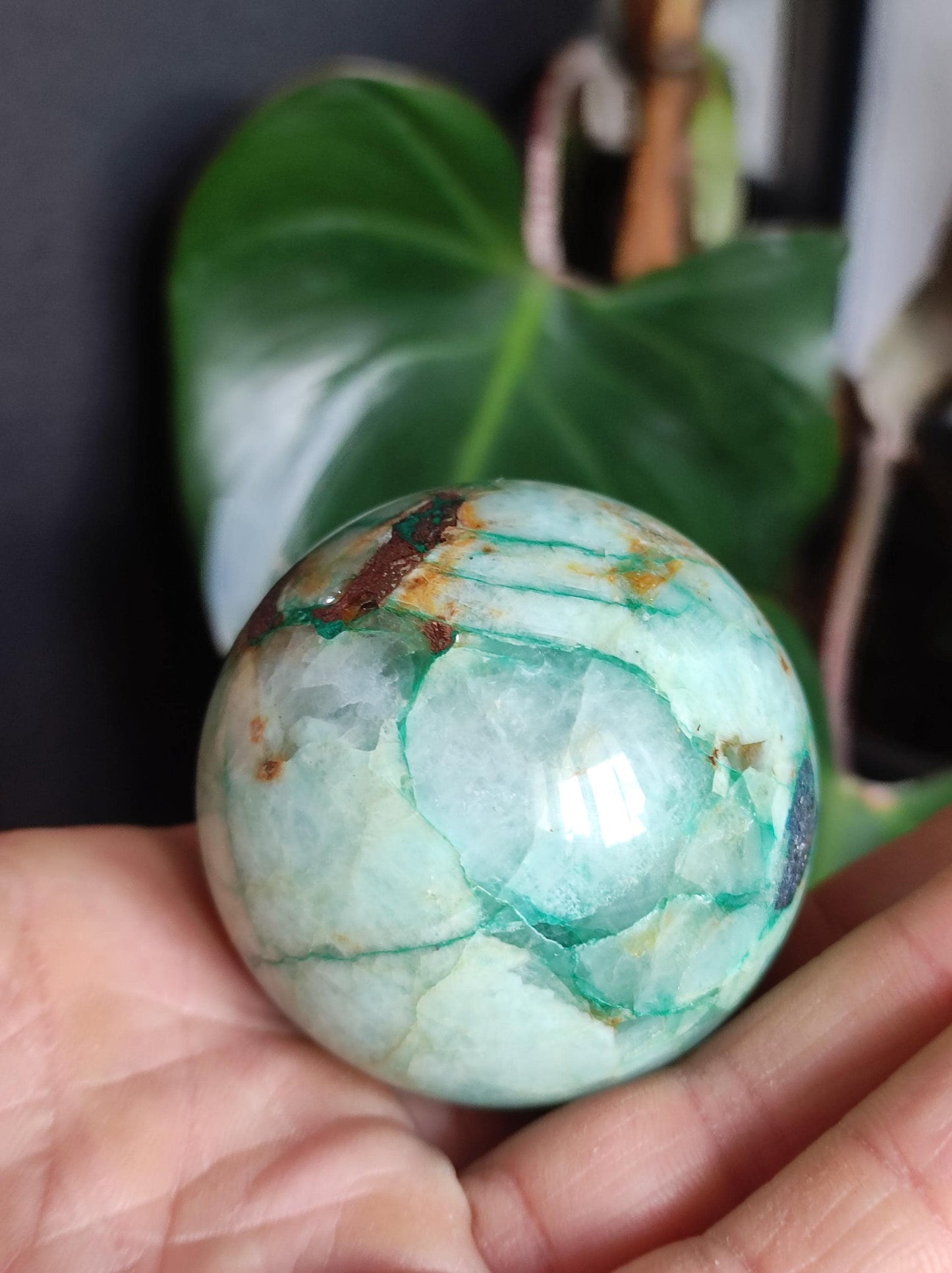 Chrysocolle Quantum Quattro AAA Sphère ~ Boule de Pierres Précieuses Magiques Massage &amp; Décoration Cristal Méditation Pierre de Guérison Rareté Collectionneur Chrysocolle