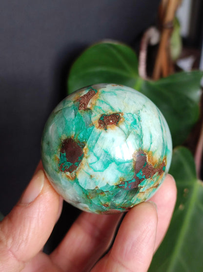 Chrysocolle Quantum Quattro AAA Sphère ~ Boule de Pierres Précieuses Magiques Massage &amp; Décoration Cristal Méditation Pierre de Guérison Rareté Collectionneur Chrysocolle