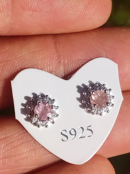 boucles d'oreilles clous tourmaline rose 925 argent sterling rareté AAA bijoux femme boucles d'oreilles pierre précieuse pierre de guérison cadeau bijoux précieux rare unique