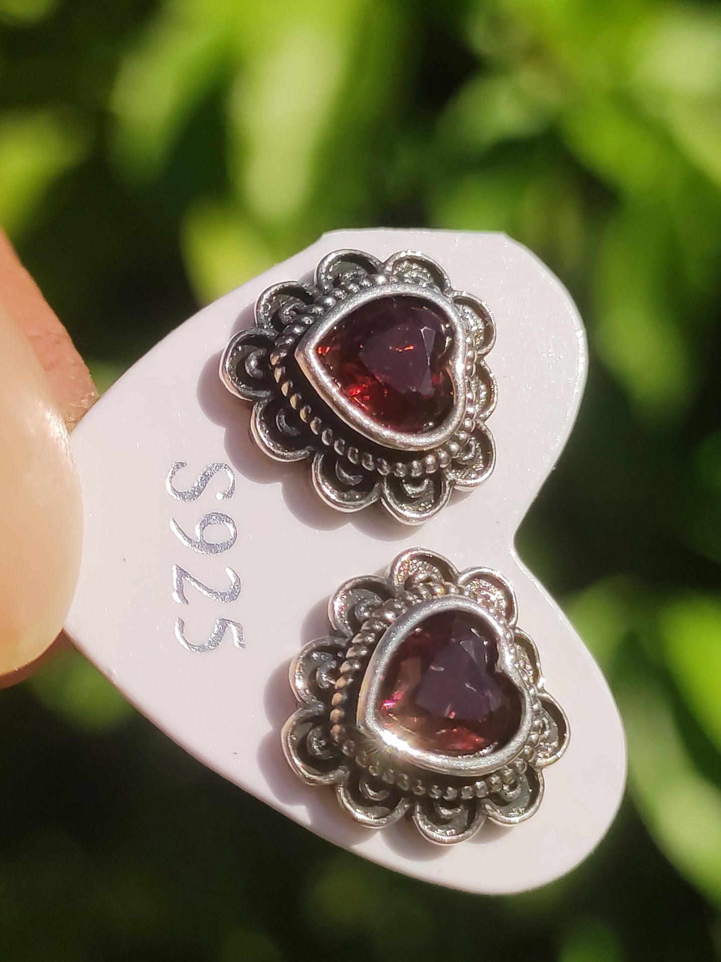 Puces d'oreilles grenat rouge cœur en argent sterling 925, rareté AAA, bijoux femme, boucles d'oreilles pierre précieuse, pierre de guérison, cadeau, bijoux nobles, rares, uniques