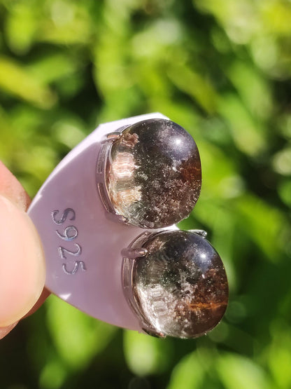 Garden Phantom Quartz AAA - 925 Sterling Silver Colorful Stud Earrings Gemstone Healing Stone Energy Women Gift Jewelry Precious Rarity