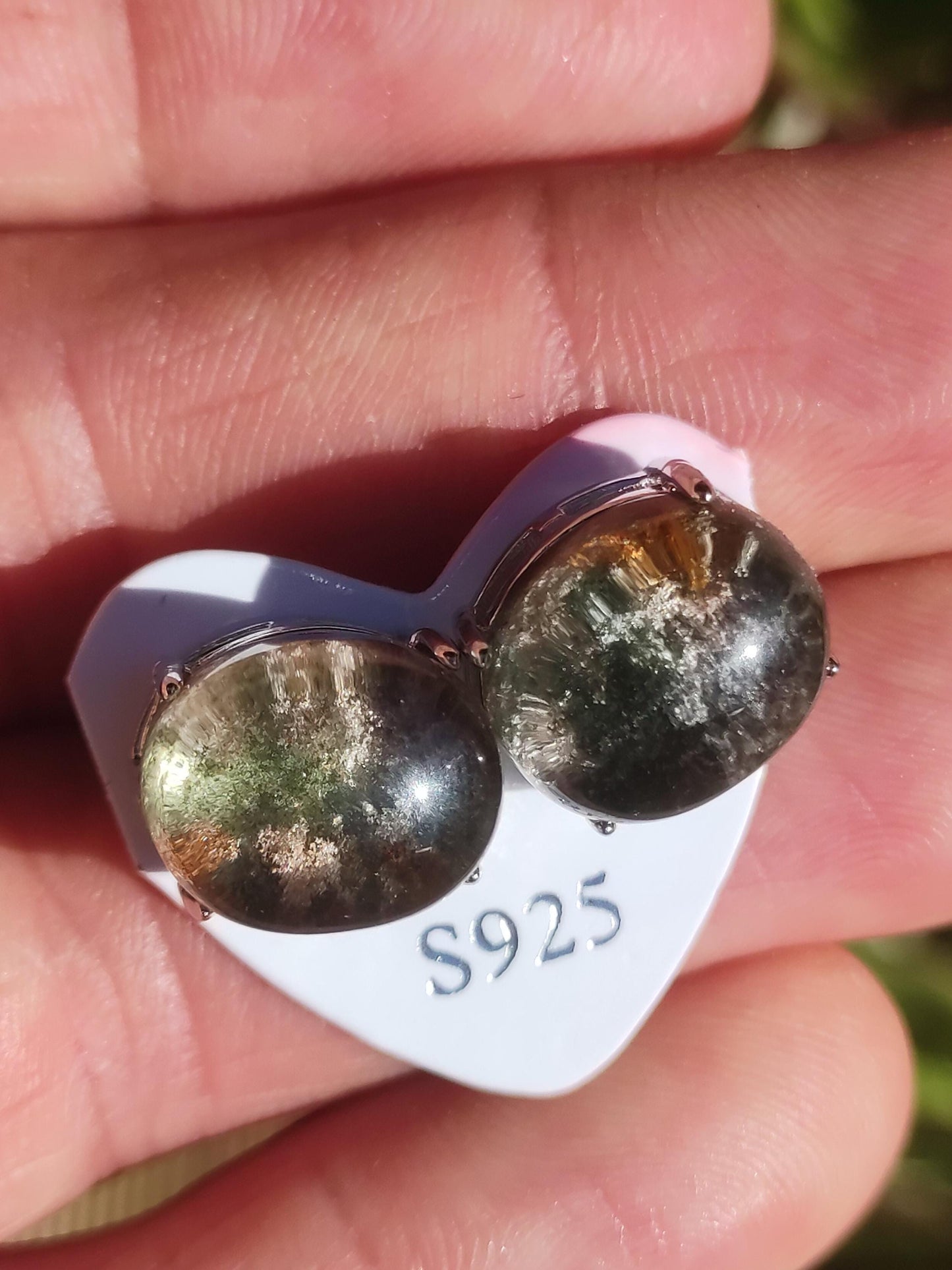 Garden Phantom Quartz AAA - 925 Sterling Silver Colorful Stud Earrings Gemstone Healing Stone Energy Women Gift Jewelry Precious Rarity