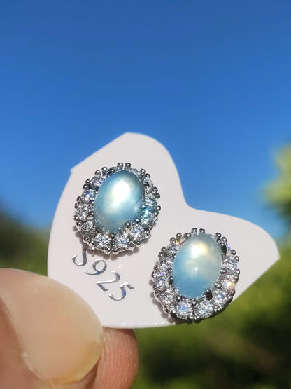 Aquamarin blau Ohrstecker 925 Sterling Silber AAA Rarität Schmuck Frau Ohrringe Edelstein Heilstein Geschenk Schmuck Edel Selten Unikat