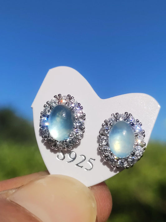 Aquamarin blau Ohrstecker 925 Sterling Silber AAA Rarität Schmuck Frau Ohrringe Edelstein Heilstein Geschenk Schmuck Edel Selten Unikat