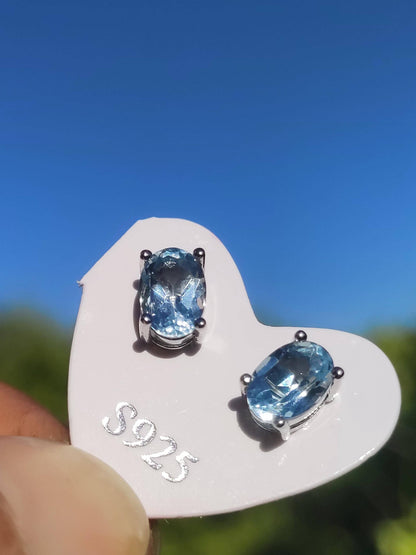 Topaz Topas hellblau Ohrstecker 925 Sterling Silber AAA Rarität Schmuck Frau Ohrringe Edelstein Heilstein Geschenk Schmuck Edel