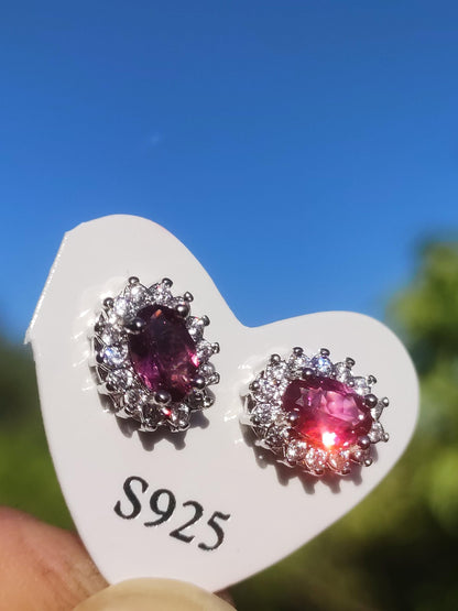 Puces d'oreilles rhodolite rouge argent sterling 925 rareté AAA bijoux femme boucles d'oreilles pierre précieuse pierre de guérison cadeau bijoux précieux rare unique