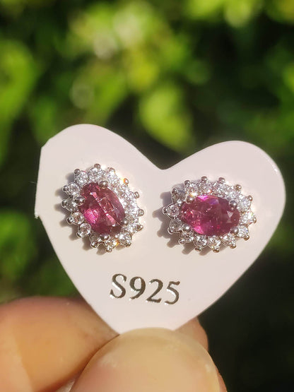 Puces d'oreilles rhodolite rouge argent sterling 925 rareté AAA bijoux femme boucles d'oreilles pierre précieuse pierre de guérison cadeau bijoux précieux rare unique