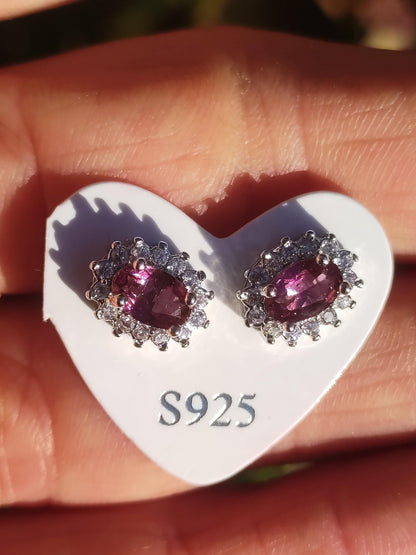 Puces d'oreilles rhodolite rouge argent sterling 925 rareté AAA bijoux femme boucles d'oreilles pierre précieuse pierre de guérison cadeau bijoux précieux rare unique