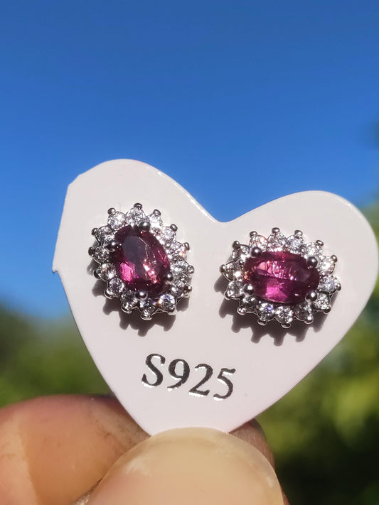 Puces d'oreilles rhodolite rouge argent sterling 925 rareté AAA bijoux femme boucles d'oreilles pierre précieuse pierre de guérison cadeau bijoux précieux rare unique