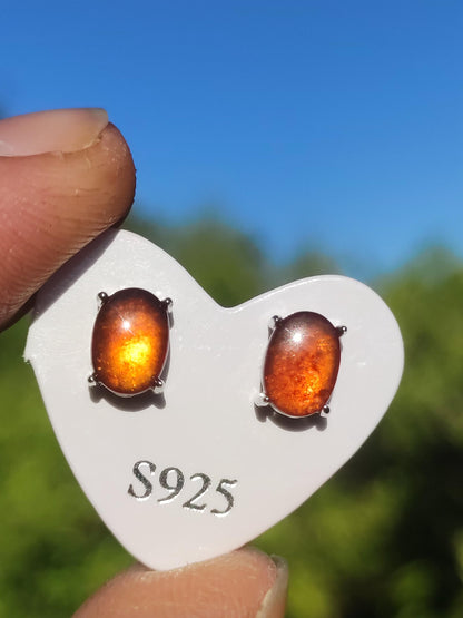 Grenat spessartite orange clous d'oreilles argent sterling 925 AAA rareté bijoux femme boucles d'oreilles pierre précieuse pierre de guérison cadeau bijoux précieux rare