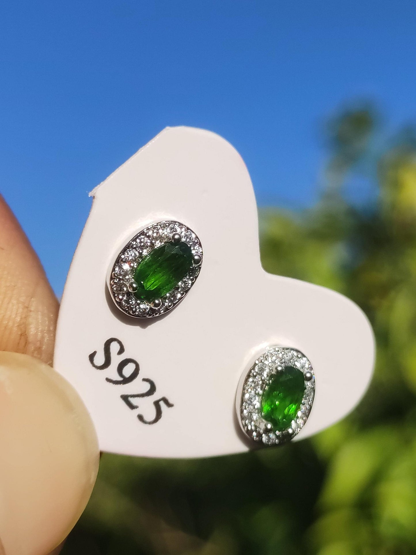 Clous d'oreilles en diopside vert Argent sterling 925 AAA Rareté Bijoux Femme Boucles d'oreilles Pierre précieuse Pierre de guérison Cadeau Bijoux Précieux Rare Pièce unique