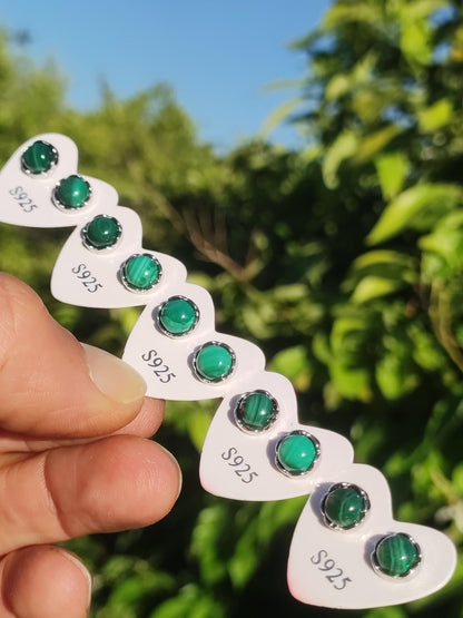Malachite Green Stud Earrings 925 Sterling Silver AAA Rarity Jewelry Women Earrings Gemstone Healing Stone Gift Jewelry Noble Rare