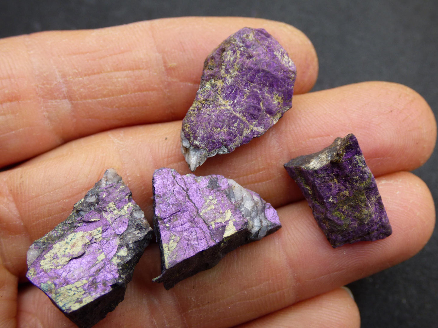Set 4x XS Purpurit ~ Sammler Roh Stufe Deko Mineral Afrika Namibia Heilstein Kristalle Mann Frau Kind Geschenk Er Sie Bruder Mineral Deko