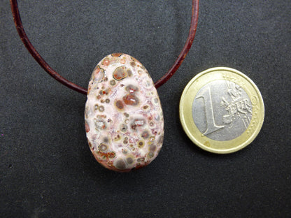Collier pendentif en jaspe léopard rouge - pierre précieuse HIPPIE GOA Boho Ethno pierre de guérison naturelle rareté cristal cadeau lui elle homme femme bijoux