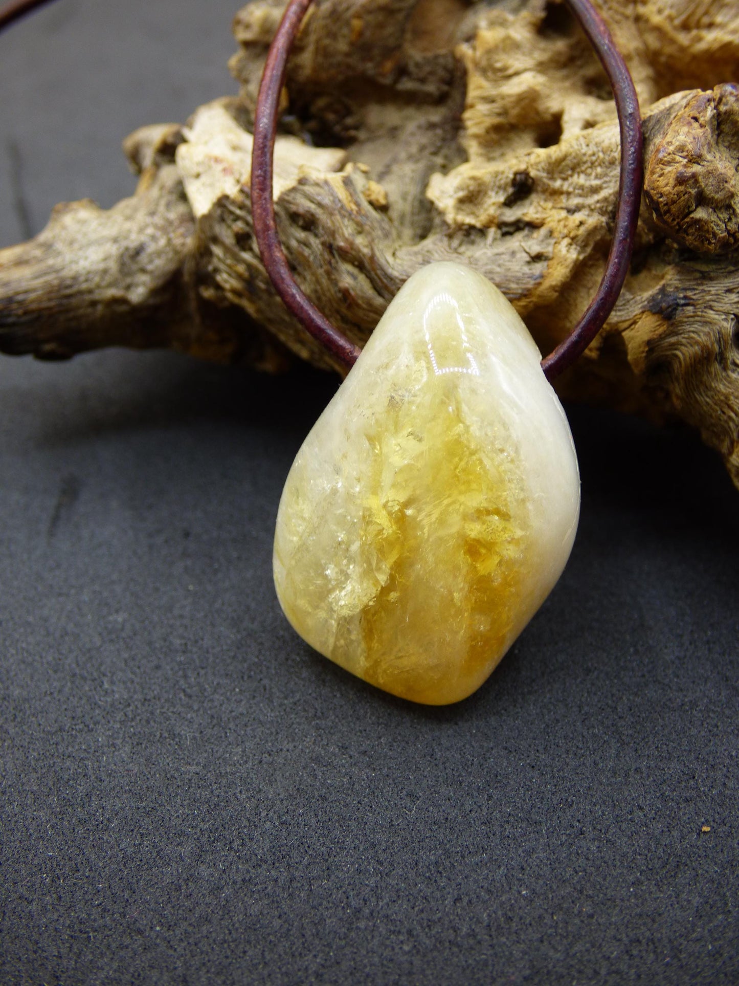 Citrine ~ Collier de pierres précieuses jaune HIPPIE GOA Boho ethnique pierre de guérison naturelle rareté cristaux bijoux pendentif pierre naturelle cadeau soleil brillant