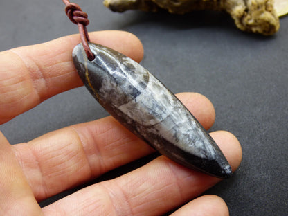 Orthoceras Fossil ~ Collier de pierres précieuses ~HIPPIE ~GOA ~Boho ~Ethno ~Nature ~Pierre de guérison