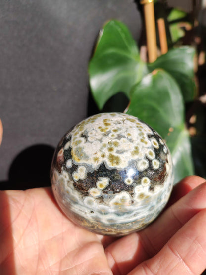 8 veins Ocean Jasper Orbicular green - gemstone ball natural healing stone decoration crystal gift him she man woman house apartment energy rare