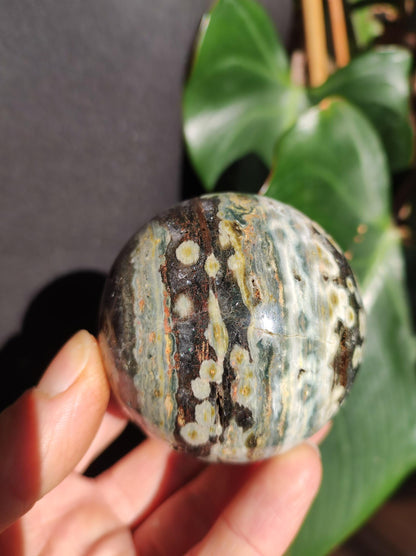 8 veins Ocean Jasper Orbicular green - gemstone ball natural healing stone decoration crystal gift him she man woman house apartment energy rare