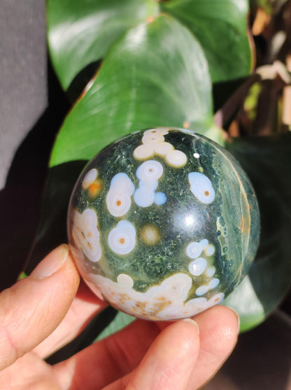 8 Adern Ocean Jaspis Orbicular grün weiß - Edelstein Kugel Natur Heilstein Deko Kristall Geschenk Er Sie Mann Frau Wohnung Energie Selten