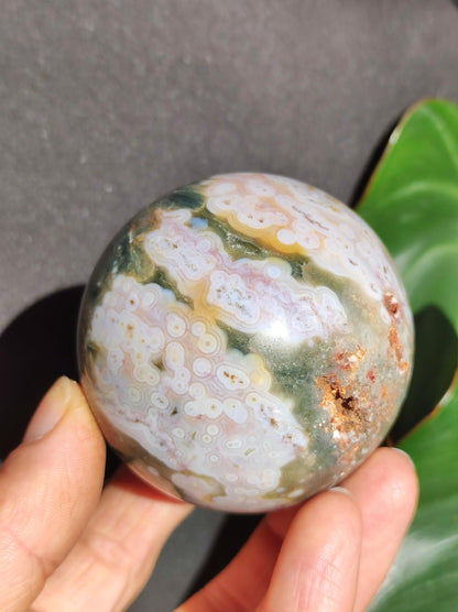 8 billes d'Océan Jaspe Orbiculaires vert blanc - Sphère en pierre précieuse naturelle de guérison pour la décoration, cadeau pour homme femme, appartement, énergie, rare