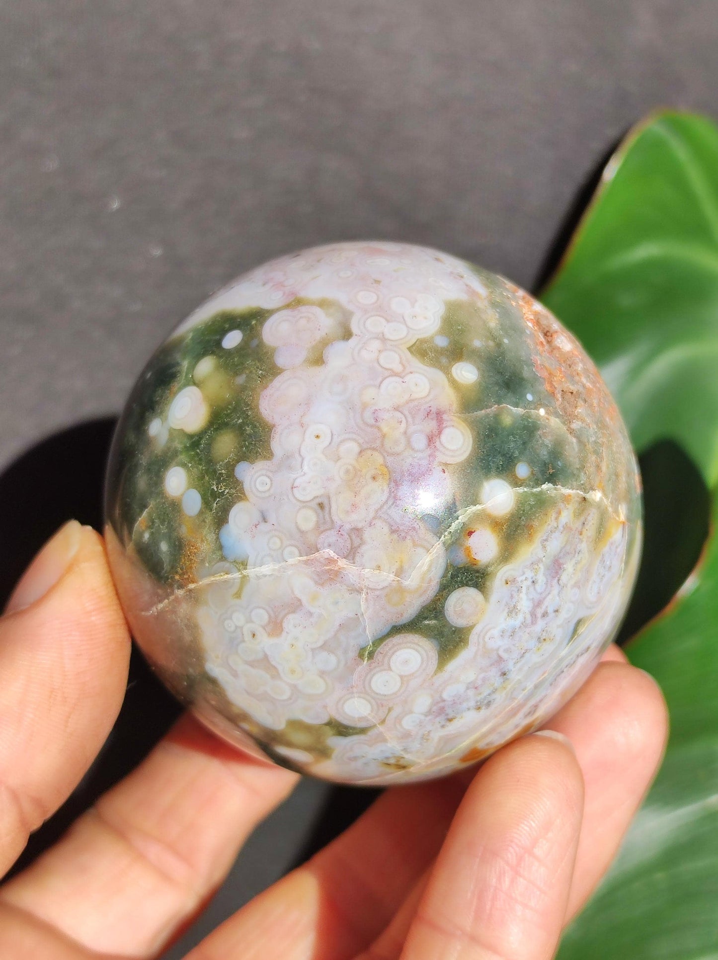 8 billes d'Océan Jaspe Orbiculaires vert blanc - Sphère en pierre précieuse naturelle de guérison pour la décoration, cadeau pour homme femme, appartement, énergie, rare