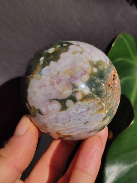 8 billes d'Océan Jaspe Orbiculaires vert blanc - Sphère en pierre précieuse naturelle de guérison pour la décoration, cadeau pour homme femme, appartement, énergie, rare