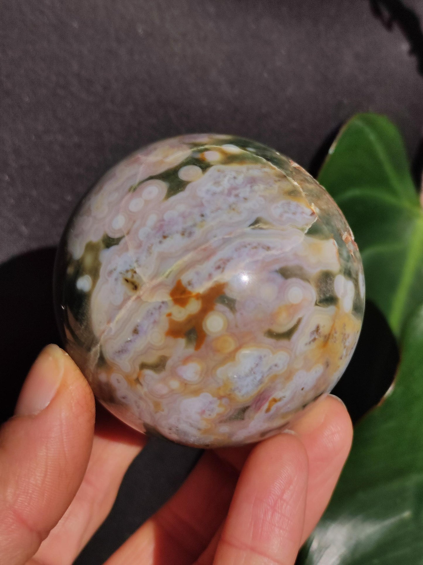 8 billes d'Océan Jaspe Orbiculaires vert blanc - Sphère en pierre précieuse naturelle de guérison pour la décoration, cadeau pour homme femme, appartement, énergie, rare
