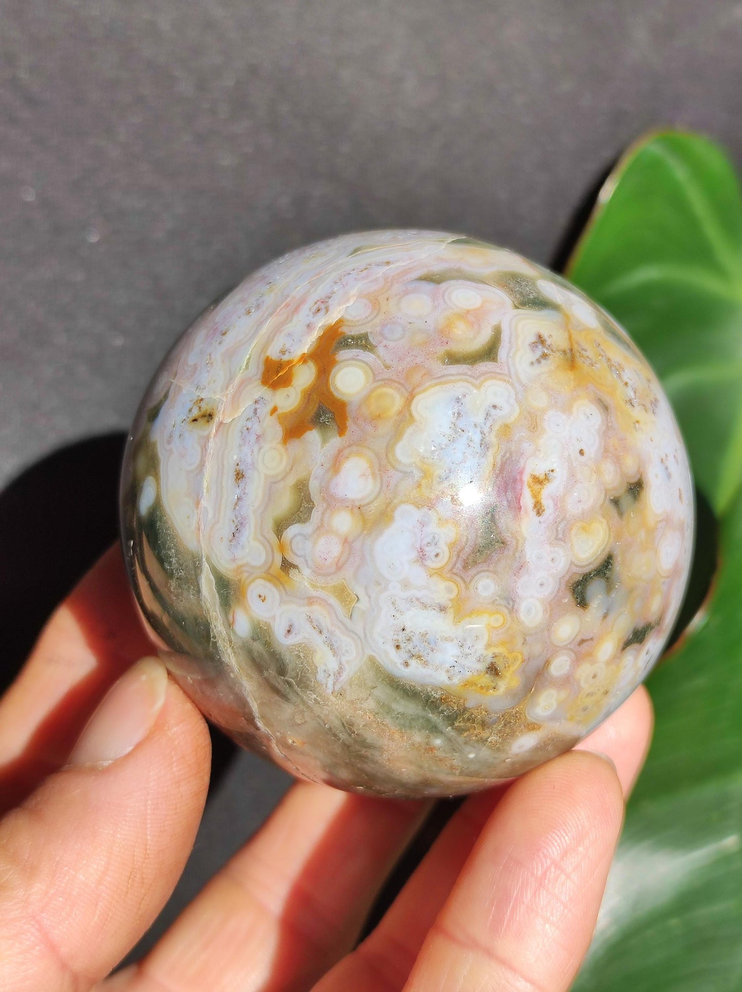 8 billes d'Océan Jaspe Orbiculaires vert blanc - Sphère en pierre précieuse naturelle de guérison pour la décoration, cadeau pour homme femme, appartement, énergie, rare