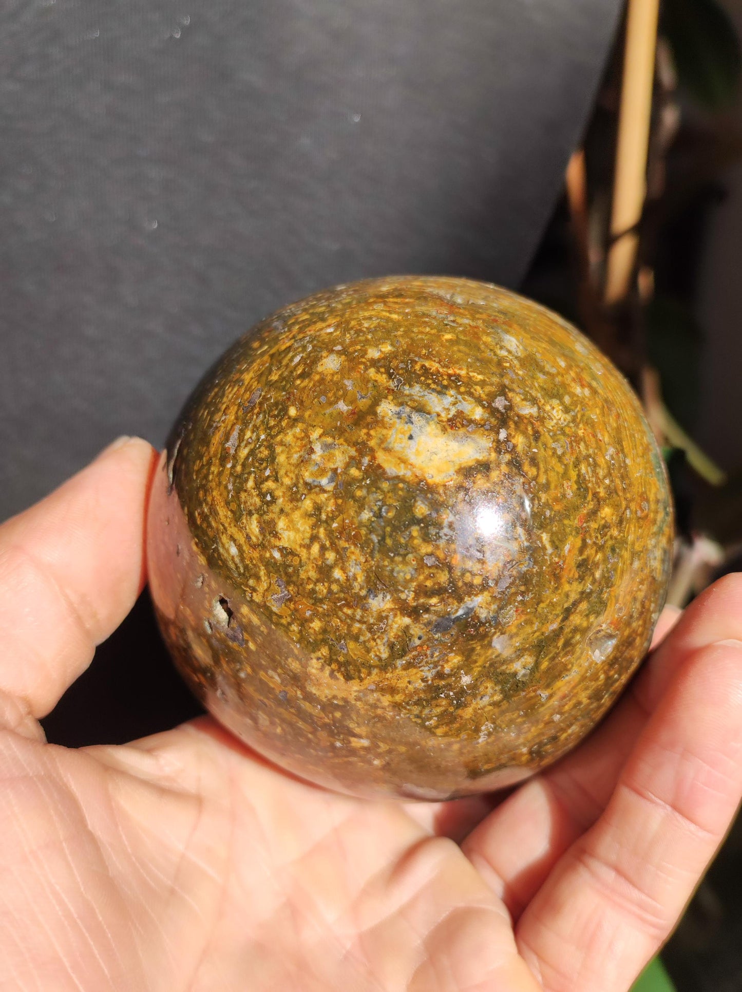XXL Ocean Jasper brown yellow - Gemstone Sphere Natural Healing Stone Decoration Crystal Gift Him Her Man Woman Home Living Energy Rare