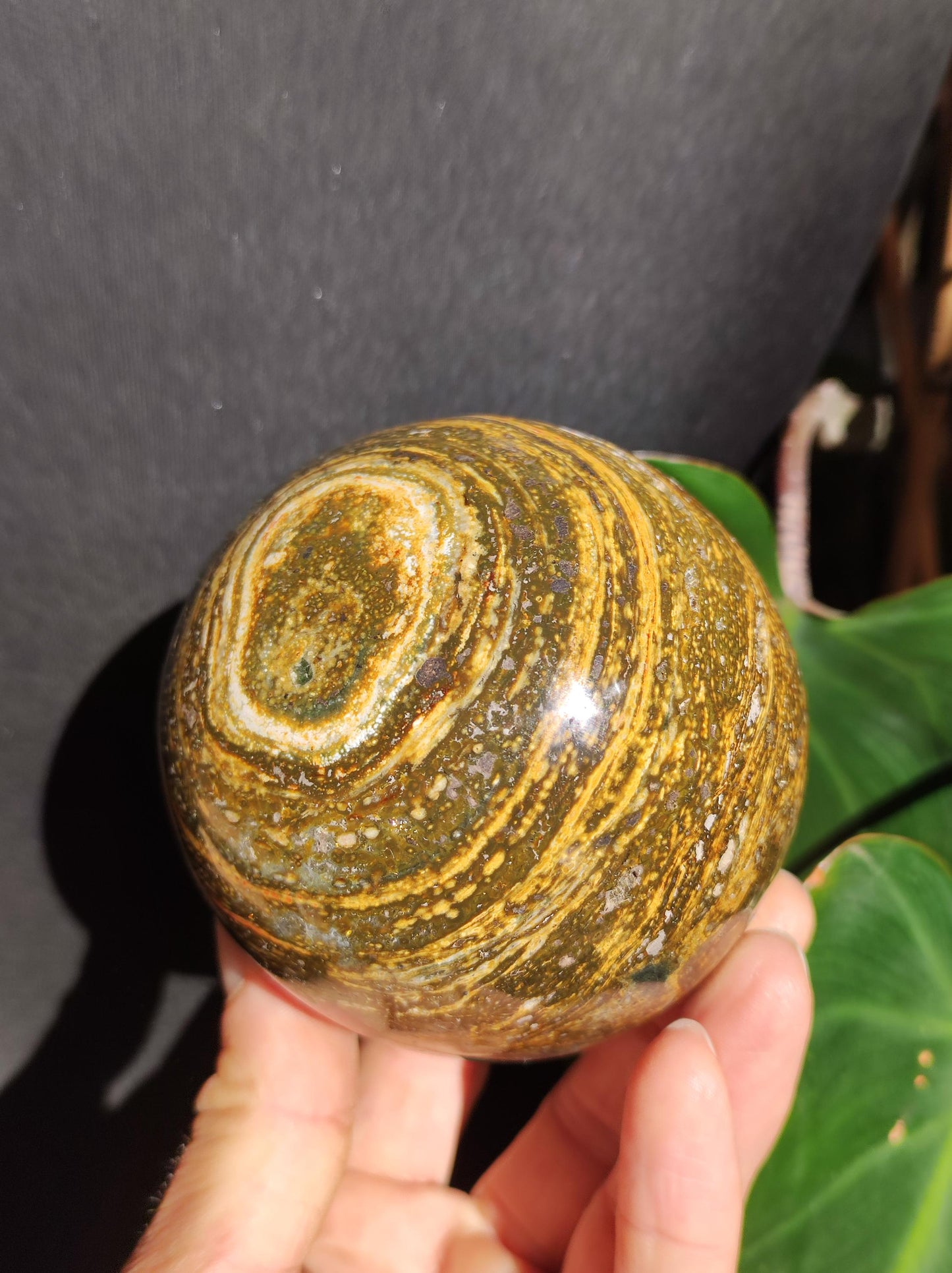 XXL Ocean Jasper brown yellow - Gemstone Sphere Natural Healing Stone Decoration Crystal Gift Him Her Man Woman Home Living Energy Rare
