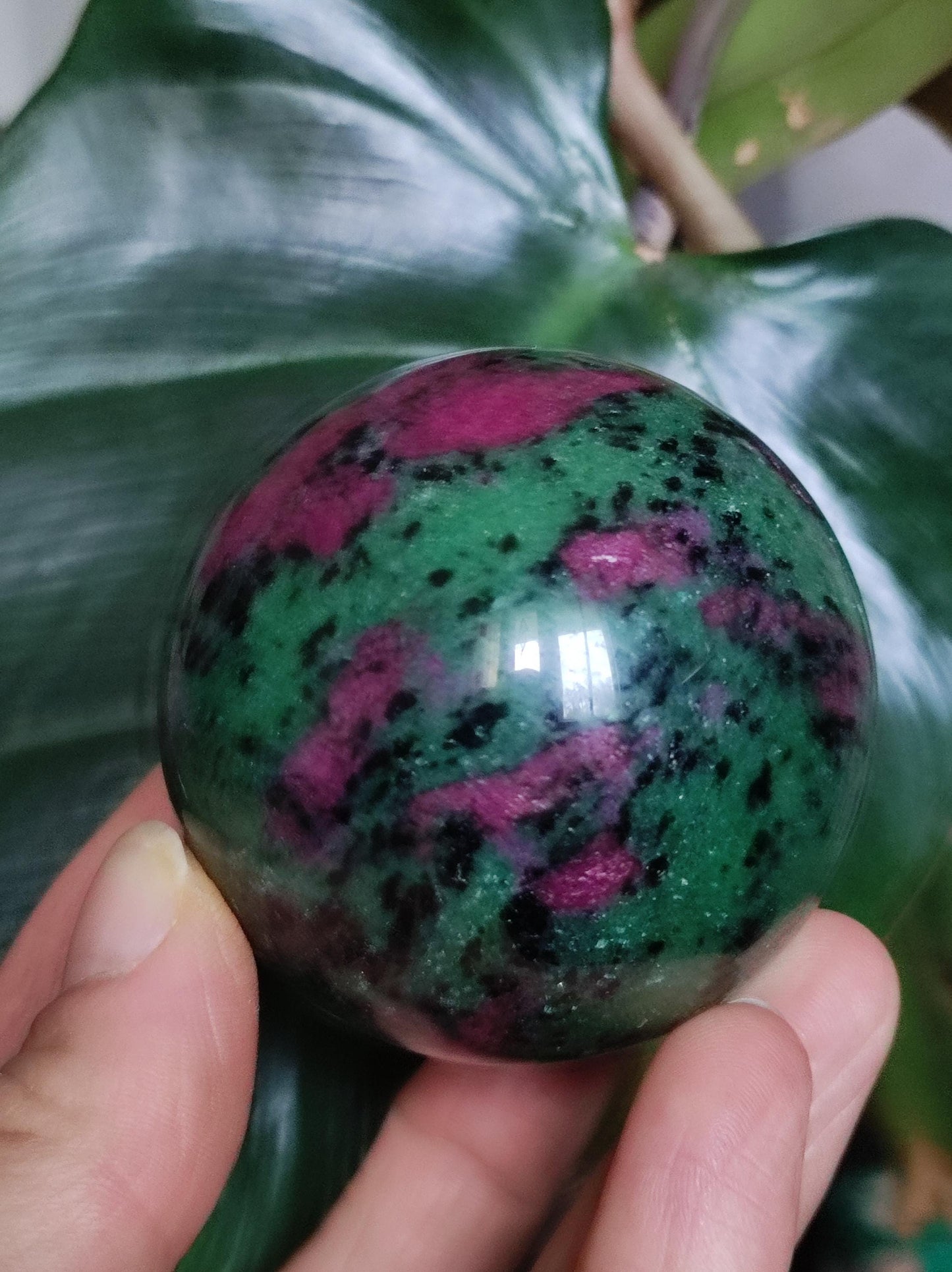 Ruby &amp; Zoisite green red - Gemstone Ball Decoration Sphere Collector Mineral Grade Healing Stone Living Nature Quality Rare Rarity Gift Man Woman