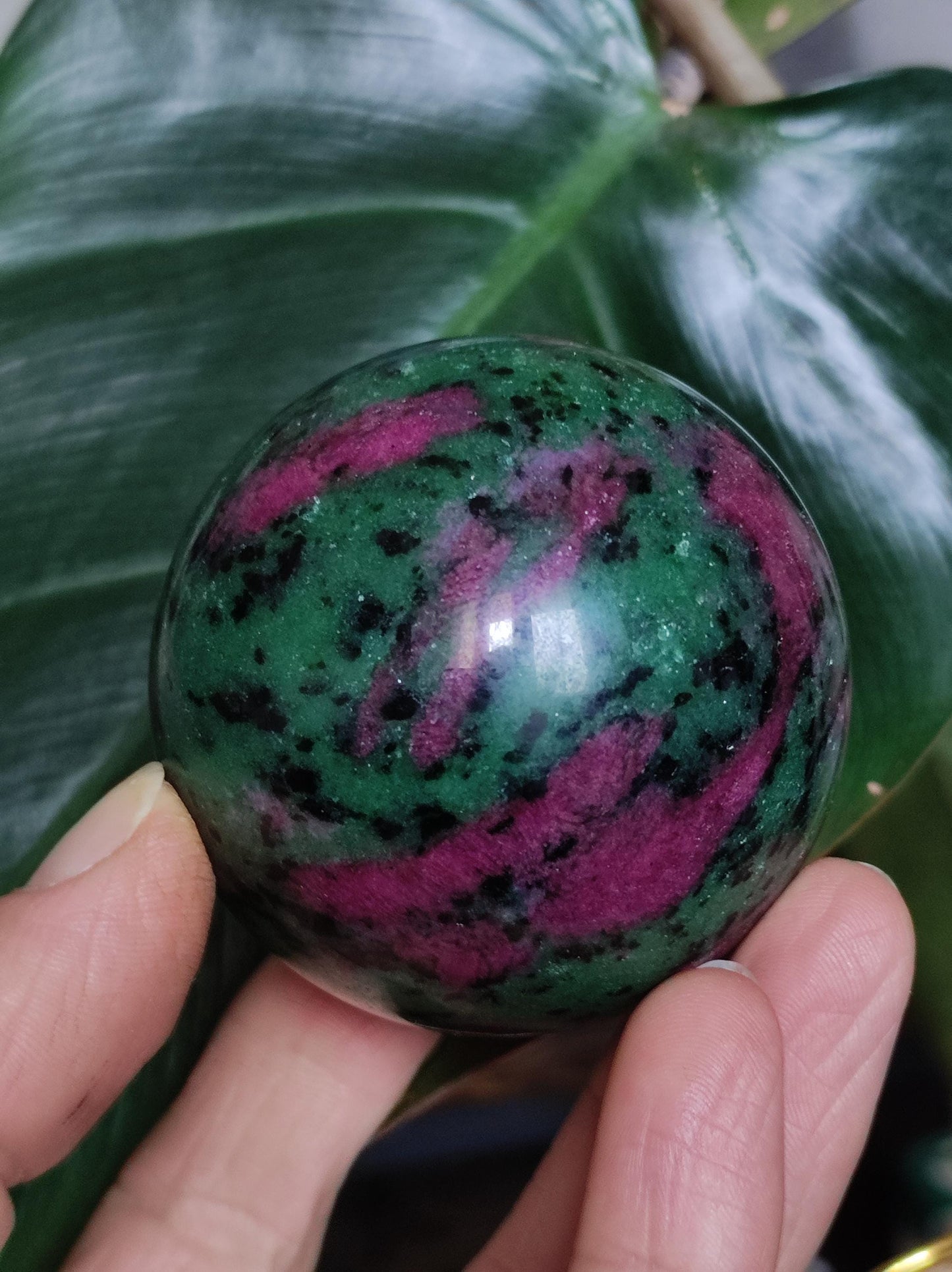 Ruby &amp; Zoisite green red - Gemstone Ball Decoration Sphere Collector Mineral Grade Healing Stone Living Nature Quality Rare Rarity Gift Man Woman