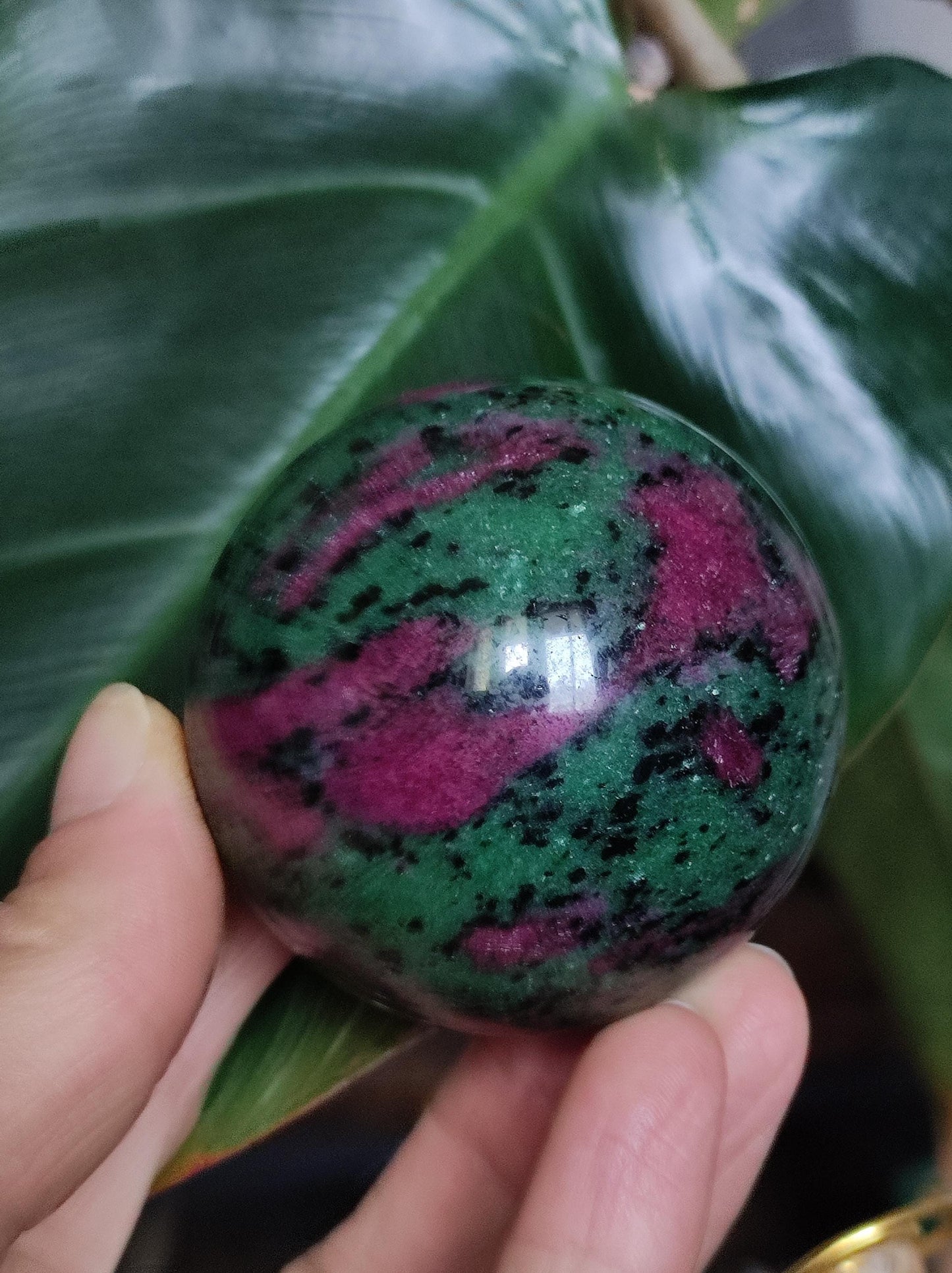 Ruby &amp; Zoisite green red - Gemstone Ball Decoration Sphere Collector Mineral Grade Healing Stone Living Nature Quality Rare Rarity Gift Man Woman