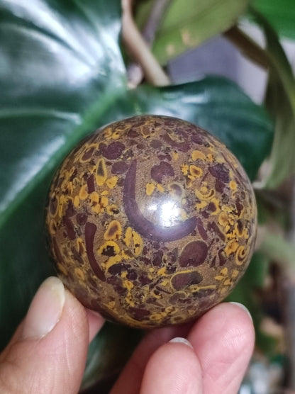 Jaspe Ajooba ~ Sphère Magique en Pierre Naturelle Décoration Pierre Guérison Cristal Cadeau Elle Lui Maison Appartement Énergie Force Méditation