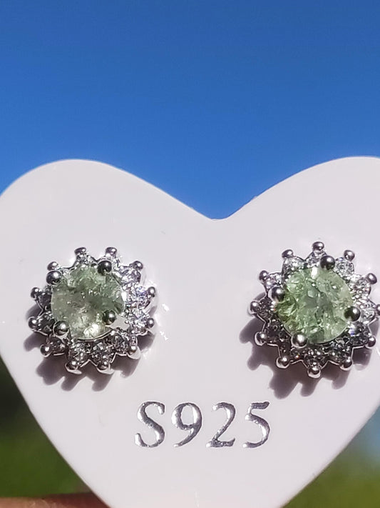 Green Tourmaline Stud Earrings 925 Sterling Silver AAA Rarity Jewelry Women's Earrings Gemstone Healing Stone Gift Jewelry Noble Rare Special