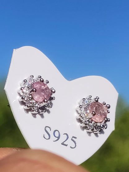 boucles d'oreilles clous tourmaline rose 925 argent sterling rareté AAA bijoux femme boucles d'oreilles pierre précieuse pierre de guérison cadeau bijoux précieux rare unique