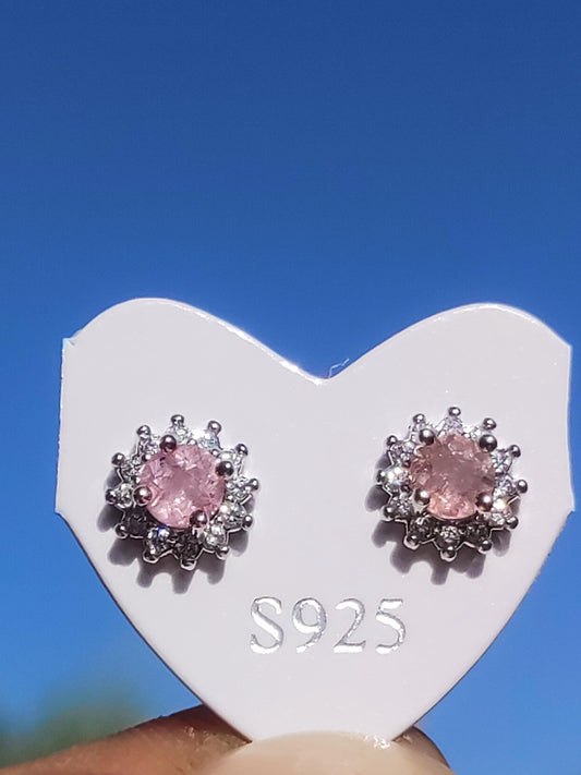 boucles d'oreilles clous tourmaline rose 925 argent sterling rareté AAA bijoux femme boucles d'oreilles pierre précieuse pierre de guérison cadeau bijoux précieux rare unique