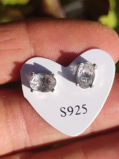 Quartz clair / Cristal de roche AAA - Argent sterling 925 boucles d'oreilles colorées clous pierre précieuse pierre de guérison énergie femme cadeau bijoux rareté
