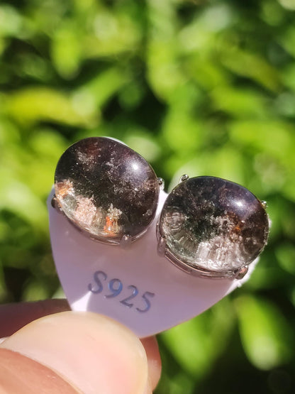 Garden Phantom Quartz AAA - 925 Sterling Silver Colorful Stud Earrings Gemstone Healing Stone Energy Women Gift Jewelry Precious Rarity