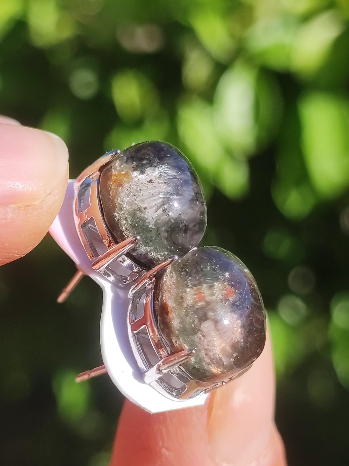 Garden Phantom Quartz AAA - 925 Sterling Silver Colorful Stud Earrings Gemstone Healing Stone Energy Women Gift Jewelry Precious Rarity